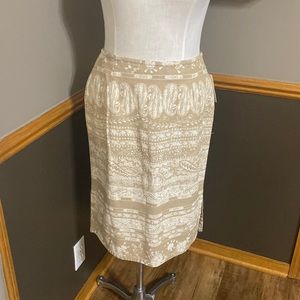 Liz Claiborne cream and tan paisley pattern skirt size 10